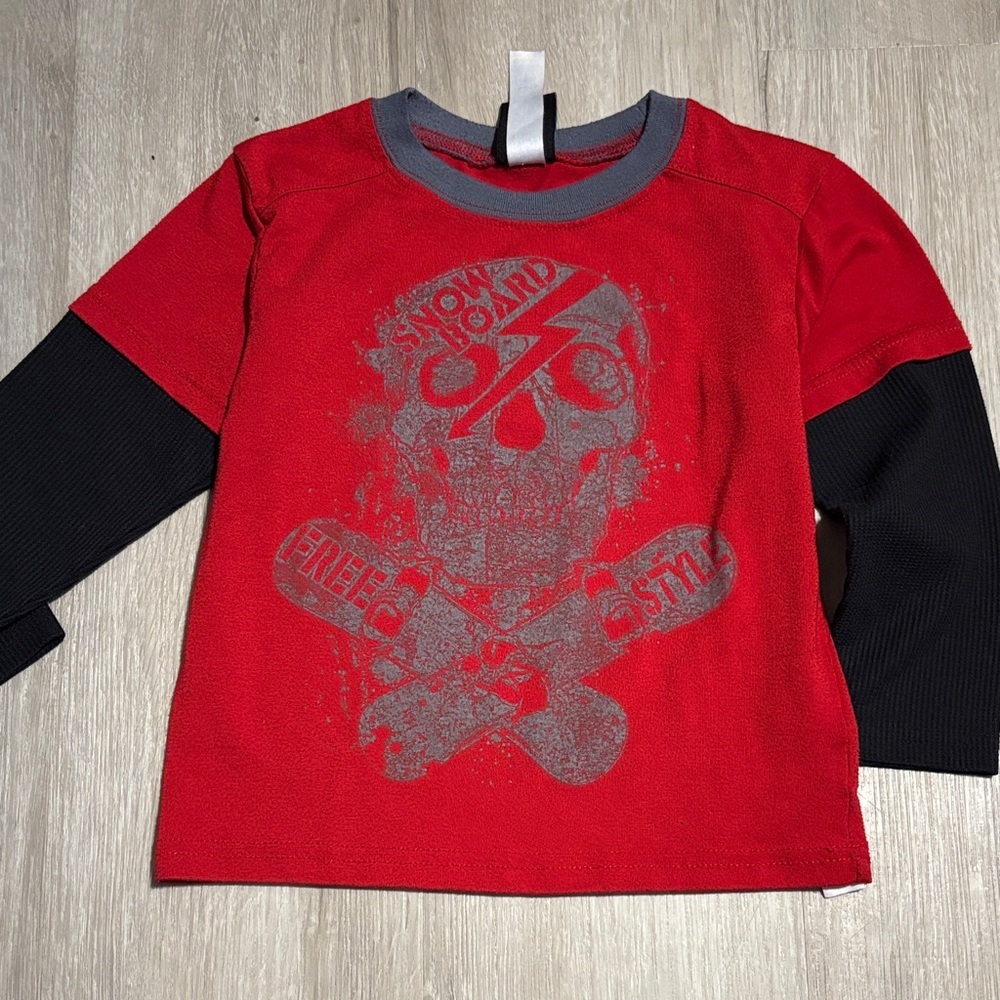 Jello Fish Red and Black Kids Long Sleeve Graphic Tee